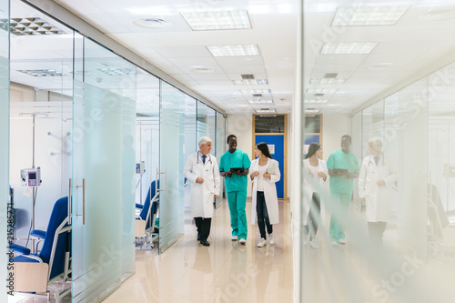 Men and woman medics in hospital photo