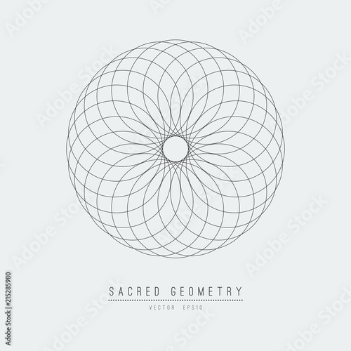 Sacred geometry line vector element flower of life . Vector illustration .
