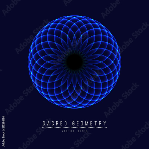 Sacred geometry line vector element flower of life . Vector illustration .