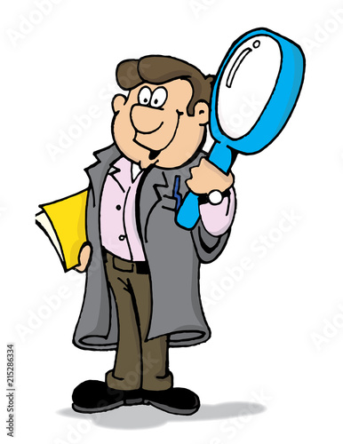 Empleado investigador lupa