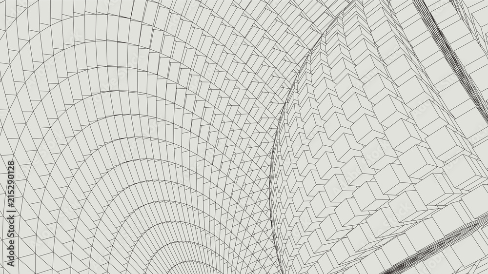 Obraz premium Abstract vector landscape background. Cyberspace grid. 3d technology illustration.