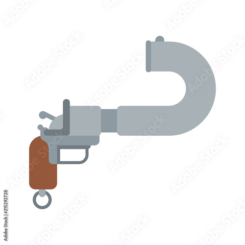 Gun shoots itself. Suicide weapon. Vector illustration