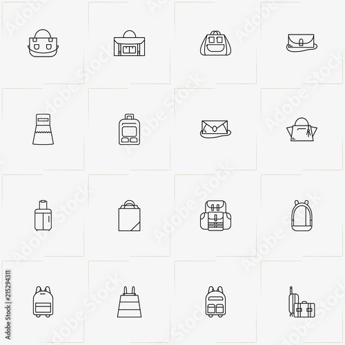 Bags line icon set with lady bag, backpack and portfolio