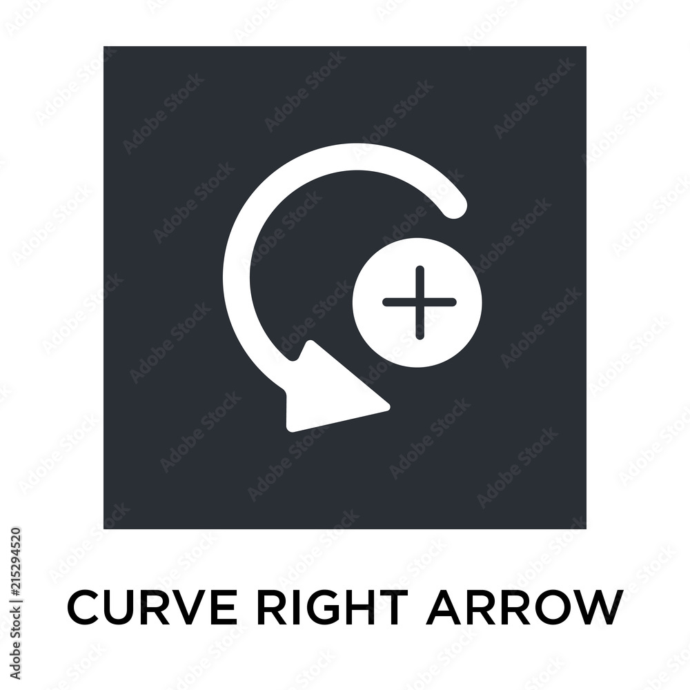 curve right arrow icon isolated on white background. Simple and editable curve right arrow icons. Modern icon vector illustration.