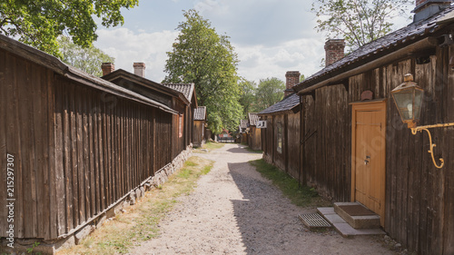 Fototapeta Naklejka Na Ścianę i Meble -  Luostarivuori area buildings and streets from the 19th century. The only part of the city of Turku that avoided the Great Fire of Turku in 1827.