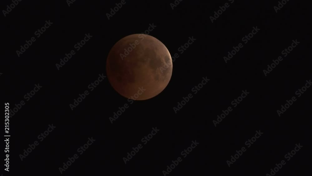 Lunar Eclipse on 28 of July 2018 - the moon appears darkened as it passes into the earth's shadow. It was observed in the European part of Russia. Real time video.