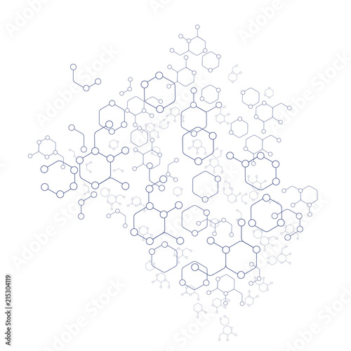 molecule hexagon line art medical science