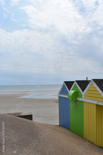 Colourful beach shacks on Jersey island  St Aubin  Jersey  England