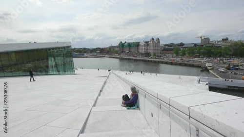 Oslo Opera House Exterior. Beautiful Modern Architecture. National Opera Theatre In Norway. Home Of The Norwegian National Opera And Ballet. photo