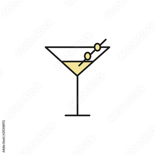 cocktail with olives colored outline icon. Element of food icon for mobile concept and web apps. Thin line cocktail with olives icon can be used for web and mobile
