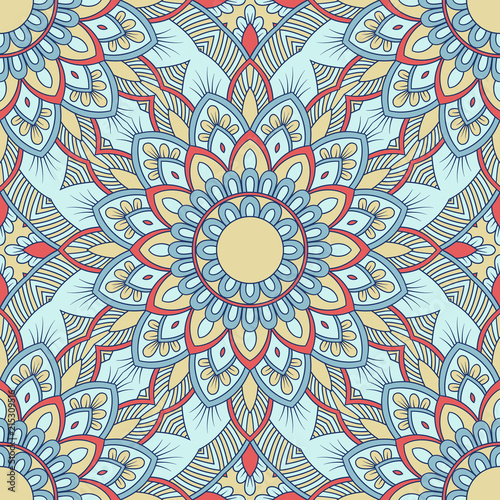 Hand drawn ornamental seamless pattern. Vector Illustration