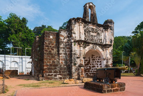 Ruins of Santiago ancient city gate, Malacca, Malaysia