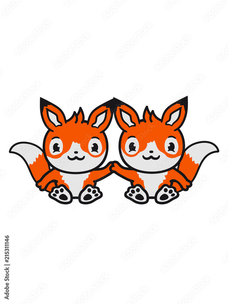 2 freunde team paar pärchen geschwister brüder winken baby sitzend fuchs süß niedlich klein comic cartoon cool 2 freunde team paar pärchen geschwister brüder winken baby sitzend fuchs süß niedlich klein comic cartoon cool