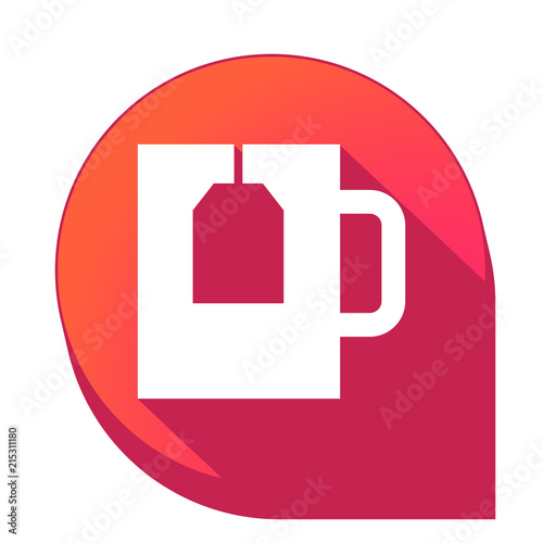 ikona z długim cieniem na tle strzałki pinezki