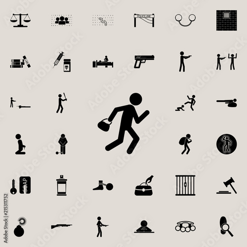 robber of bags icon. Detailed set of Crime icons. Premium quality graphic design sign. One of the collection icons for websites, web design, mobile app