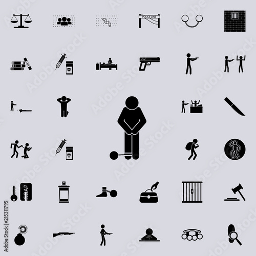 man with shackles icon. Detailed set of Crime icons. Premium quality graphic design sign. One of the collection icons for websites, web design, mobile app