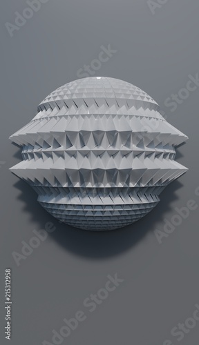 Abstract modern piece of art with spiky patterns covering all of it  grey background  3D render.