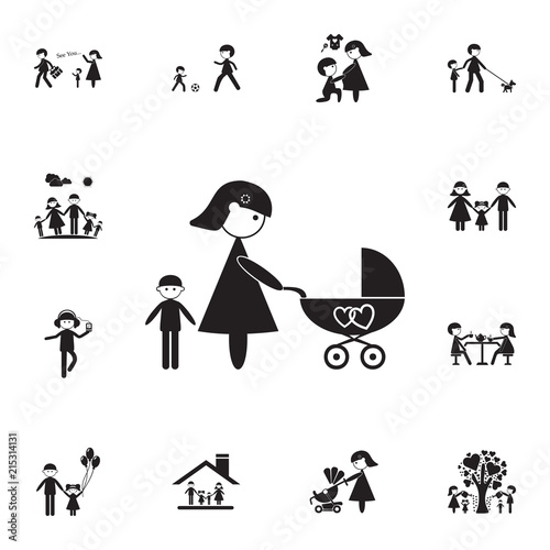 mother with a stroller icon. Detailed set of Family icons. Premium quality graphic design sign. One of the collection icons for websites, web design, mobile app