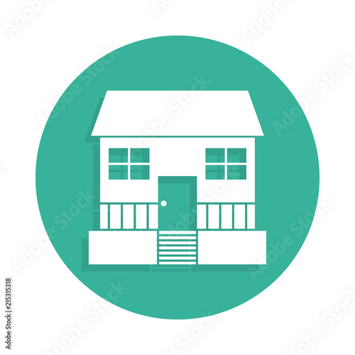 house with veranda icon in Badge style with shadow