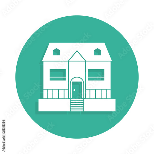 house with veranda icon in Badge style with shadow
