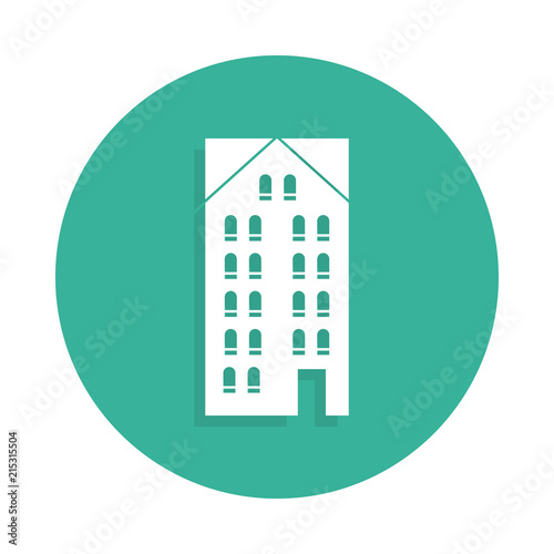 skyscraper icon in Badge style with shadow