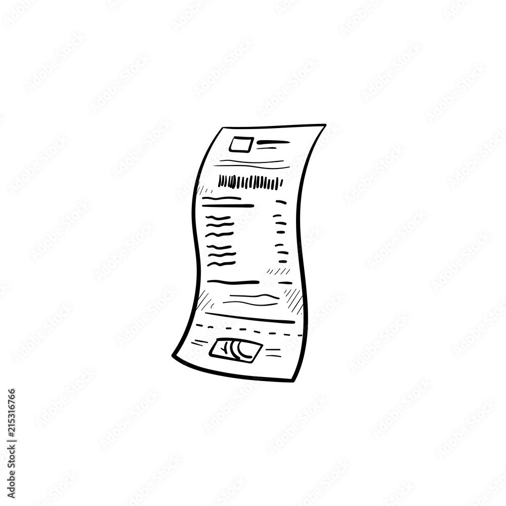 Paper receipt hand drawn outline doodle icon. Business, shop payment
