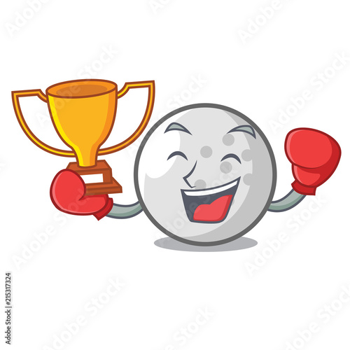 Boxing winner golf ball mascot cartoon