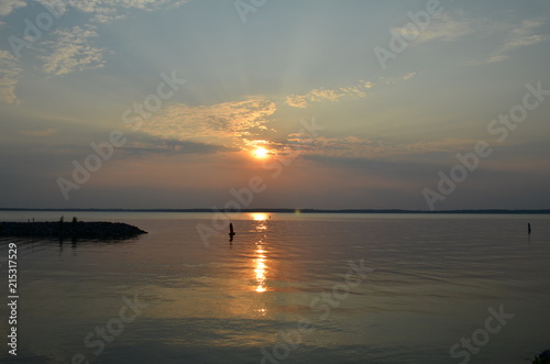majestic sunset over a reservoir
