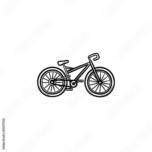 Bicycle hand drawn outline doodle icon. Cycling, sport transport, bike competition, outdoor activity concept. Vector sketch illustration for print, web, mobile and infographics on white background.