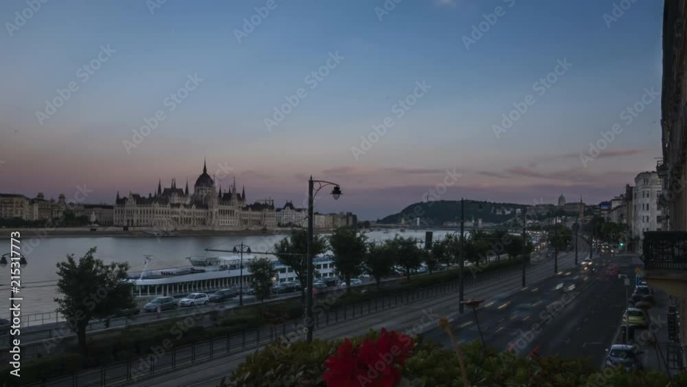 4K Day to Night Time Lapse, View of the Danube, Parliament, Chain Bridge and Buda Castle, Budapest, Hungary -- Zoom In 4K Day to Night Time Lapse, View of the Danube, Parliament, Chain Bridge and Buda Castle, Budapest, Hungary -- Zoom In
