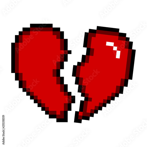 Isolated pixelated broken heart icon