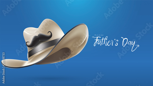 Happy Father’s Day greeting card, banner design with lettering, typography or Calligraphy in three-dimensional style