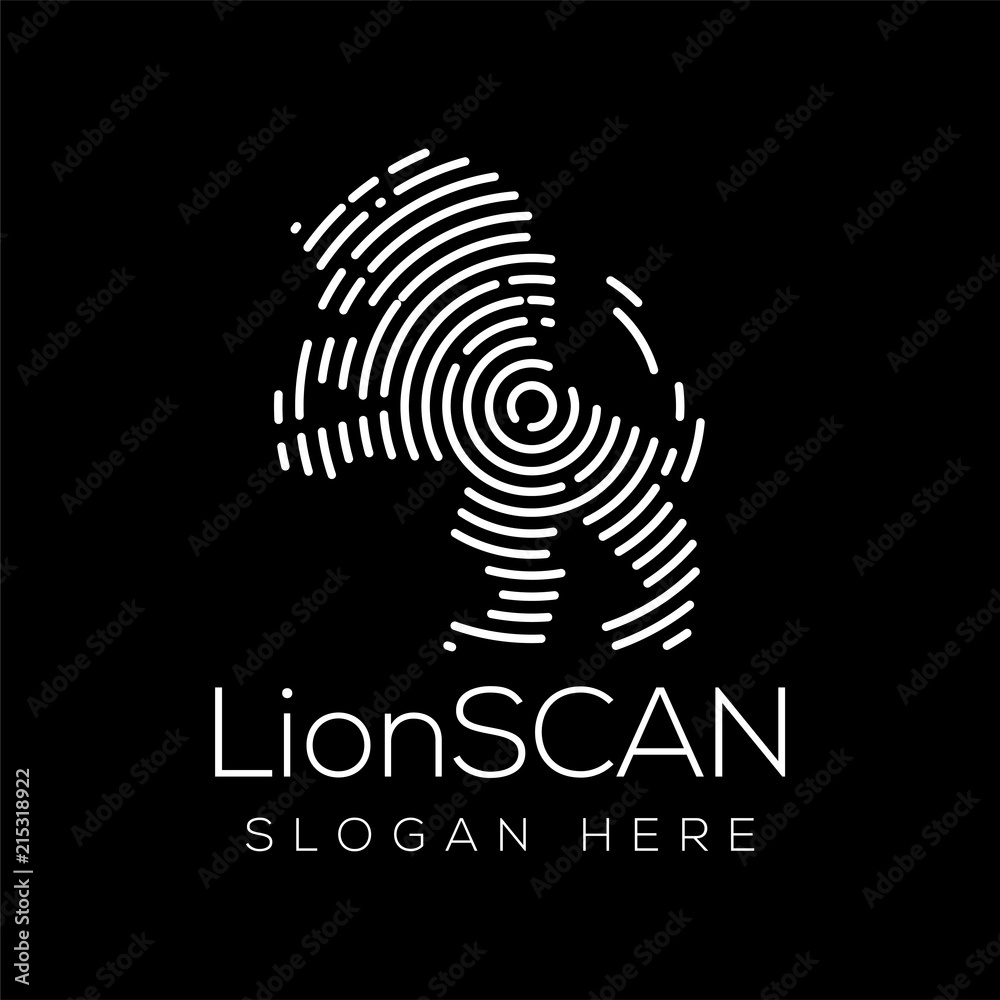 Naklejka premium lion Scan Technology Logo vector Element. Animal Technology Logo Template
