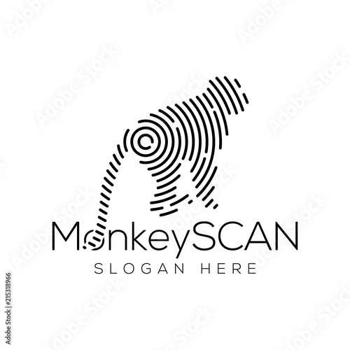 monkey Scan Technology Logo vector Element. Animal Technology Logo Template