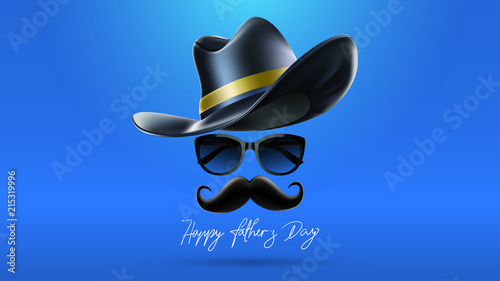 Happy Father’s Day greeting card, banner design with lettering, typography or Calligraphy in three-dimensional style