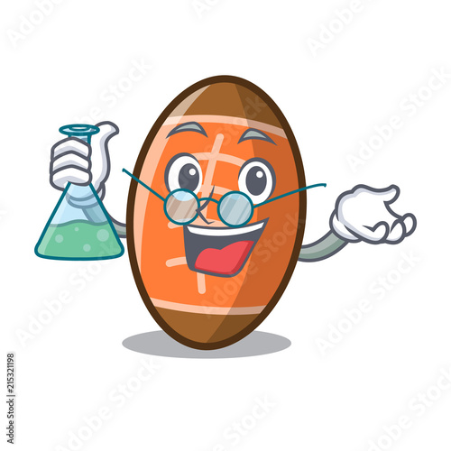 Professor rugby ball character cartoon
