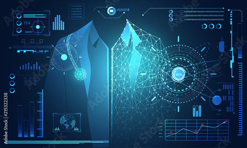 abstract technology science concept human data health digital : hud interface elements of medicine analysis Doctor,medical,physician and percent vitality innovation on hi tech future design background