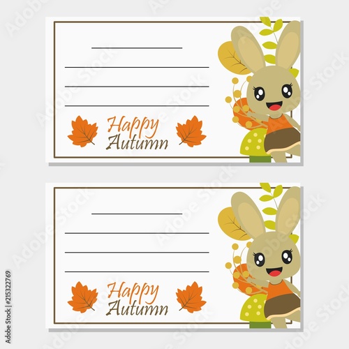Bunny girl with Autumn elements vector cartoon illustration for Autumn greeting card design, postcard, and wallpaper