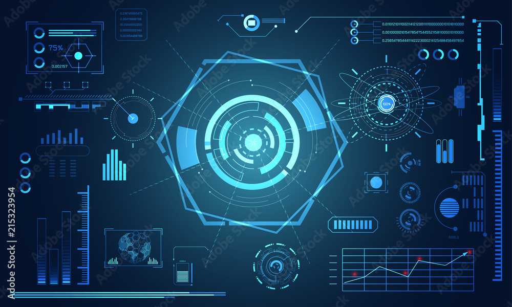abstract technology ui futuristic concept hud interface hologram elements of digital data chart, communication, computing and circle percent vitality innovation on hi tech future design background abstract technology ui futuristic concept hud interface hologram elements of digital data chart, communication, computing and circle percent vitality innovation on hi tech future design background