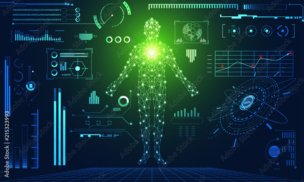 abstract technology ui futuristic concept hud interface hologram elements of digital data chart, communication, computing,human body digital health care ; health future design on hi tech background. abstract technology ui futuristic concept hud interface hologram elements of digital data chart, communication, computing,human body digital health care ; health future design on hi tech background.