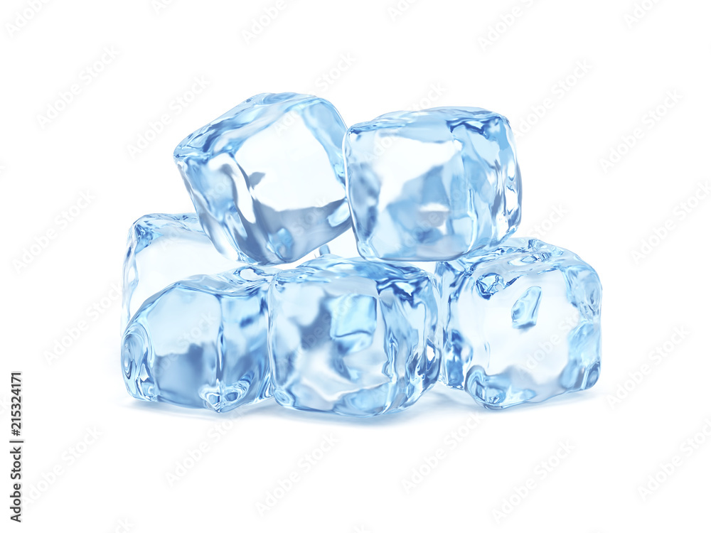 Ice cubes isolated on white background, 3D rendering Ice cubes isolated on white background, 3D rendering