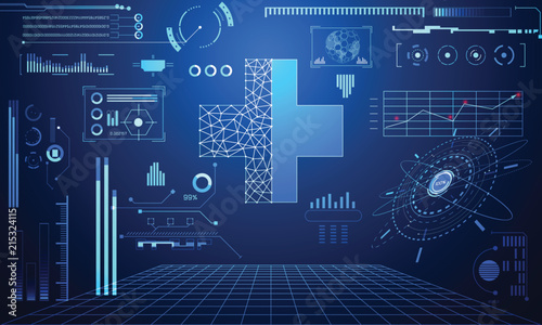 abstract technology science concept  Plus data health digital : hud interface elements of medicine analysis Doctor,medical,physician and percent vitality innovation on hi tech future design background