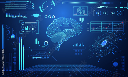 abstract technology science concept Brain data health digital : hud interface elements of medicine analysis Doctor,medical,physician and percent vitality innovation on hi tech future design background