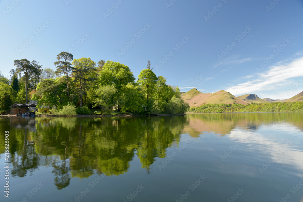 Reflections in Derwentwater from ferry from Keswick