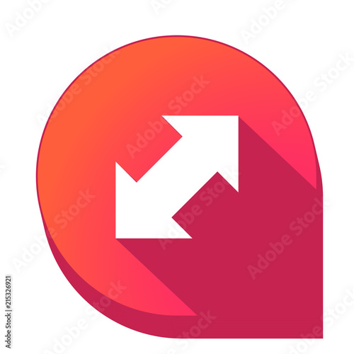 ikona z długim cieniem na tle strzałki pinezki 