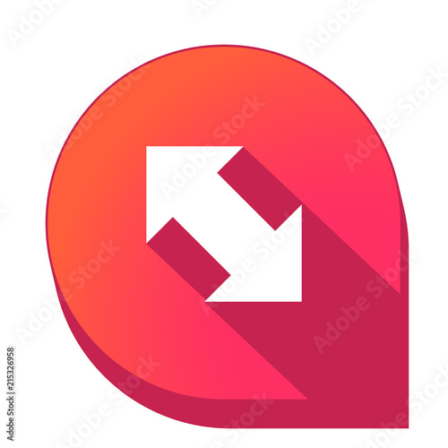 ikona z długim cieniem na tle strzałki pinezki 