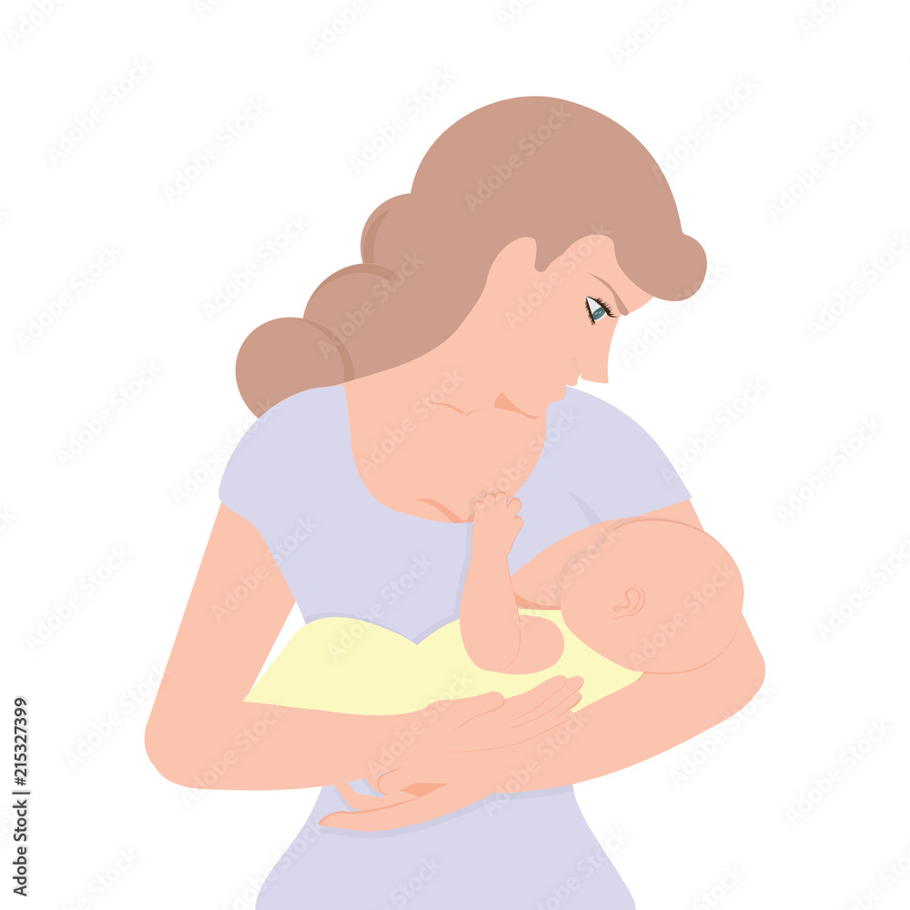 Young mother holding her newborn child to feeding breast her baby. Young mother holding her newborn child to feeding breast her baby.