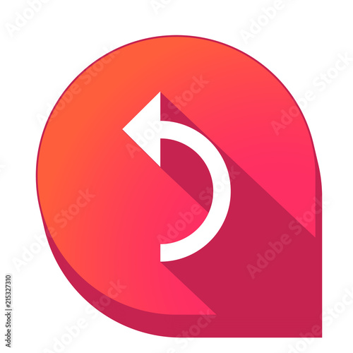 ikona z długim cieniem na tle strzałki pinezki