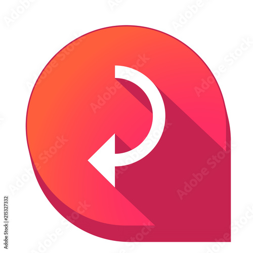 ikona z długim cieniem na tle strzałki pinezki