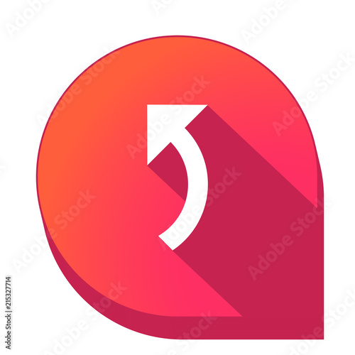 ikona z długim cieniem na tle strzałki pinezki